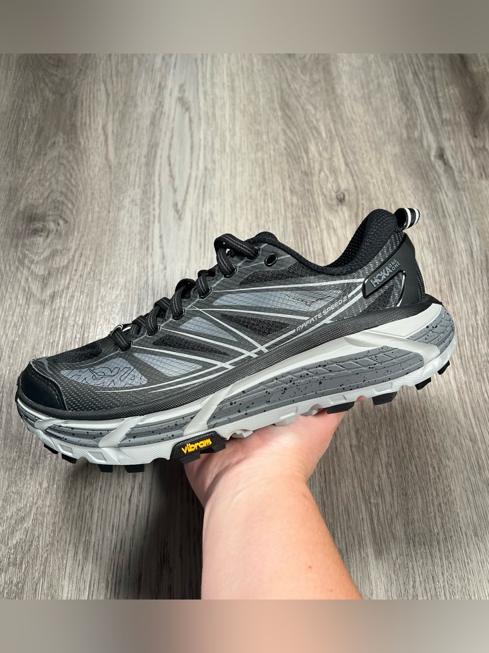 New Hoka Mafate Speed 2 Womens 8.5 / Mens 7.5 Black Grey Trail Shoes F27224L